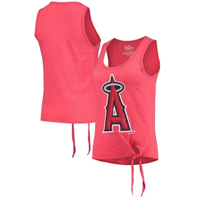 Majestic Threads Red Los Angeles Angels Scoop Neck Racerback Side Tie Tri-blend Tank Top