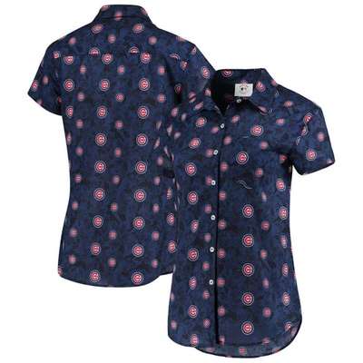 Foco Royal Chicago Cubs Floral Button Up Shirt