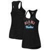 Soft As A Grape Women's  Black Miami Marlins Multi-count Tri-blend Tank Top In Black