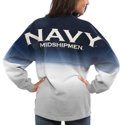 Spirit Jersey Navy Navy Midshipmen Ombre Long Sleeve Dip-dyed