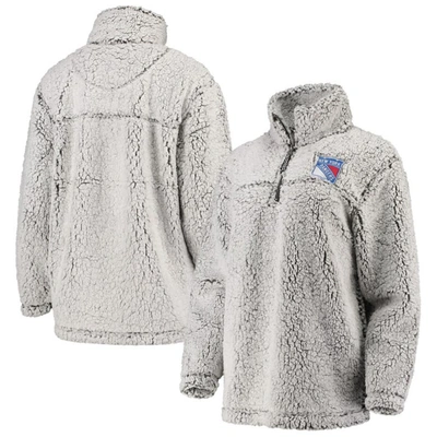 G-iii 4her By Carl Banks Women's  Gray New York Rangers Sherpa Quarter-zip Pullover Jacket