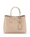 PRADA Saffiano Cuir Double Bag, Tan (Cammeo)