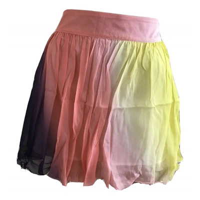 Pre-owned Lipsy Silk Mini Skirt In Multicolour