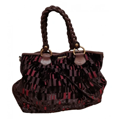 Pre-owned Miu Miu Velvet Handbag In Brown