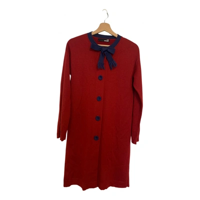 Pre-owned Moschino Love Wool Cardigan In Burgundy