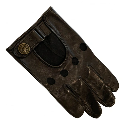 Pre-owned Roberto Cavalli Leather Gloves In Black