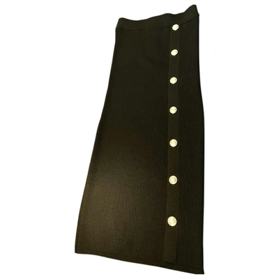 Pre-owned Balmain Wool Maxi Skirt In Black