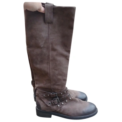 Pre-owned Jonak Leather Riding Boots In Brown