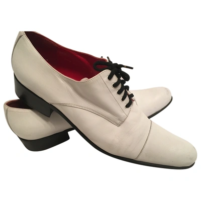 Pre-owned Free Lance Leather Lace Ups In White