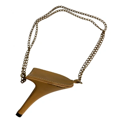 Pre-owned Maison Margiela Leather Necklace In Camel