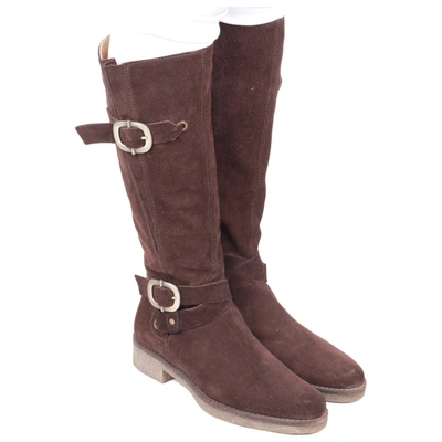 Pre-owned Unisa Leather Boots In Brown