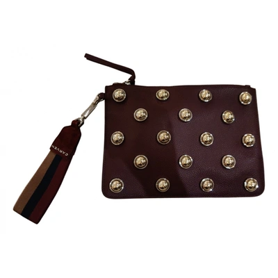 Pre-owned Carven Leather Clutch Bag In Burgundy