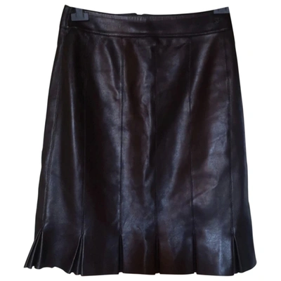 Pre-owned Chanel Leather Mid-length Skirt In Black