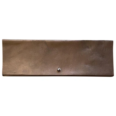 Pre-owned Rick Owens Leather Clutch Bag In Beige