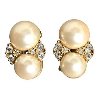 Pre-owned Dior Crystal Earrings In White