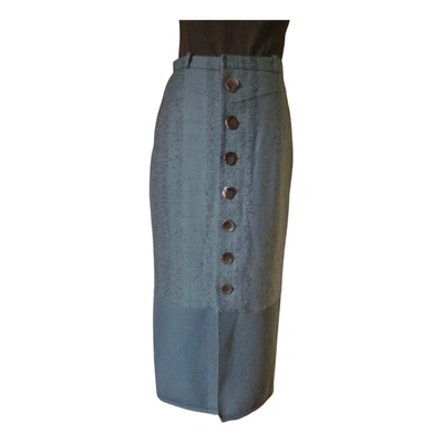Pre-owned Dior Wool Maxi Skirt In Blue