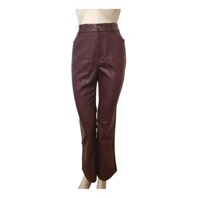 Pre-owned Vila Vegan Leather Trousers In Brown