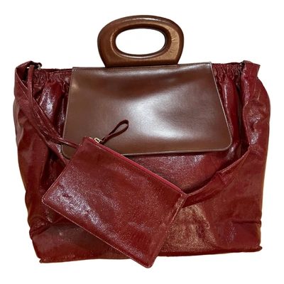 Pre-owned Lemaire Linen Handbag In Burgundy