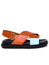 Marni Fussbett Criss-cross Strap Sandals In Orange