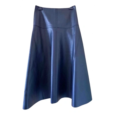 Pre-owned Fendi Leather Mid-length Skirt In Navy