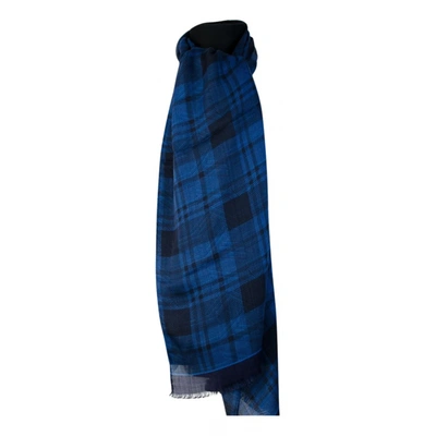 Pre-owned Z Zegna Wool Scarf & Pocket Square In Blue