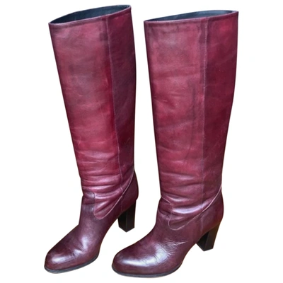 Pre-owned Jonak Leather Boots In Burgundy