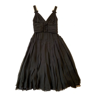 Pre-owned D&g Silk Mid-length Dress In Black