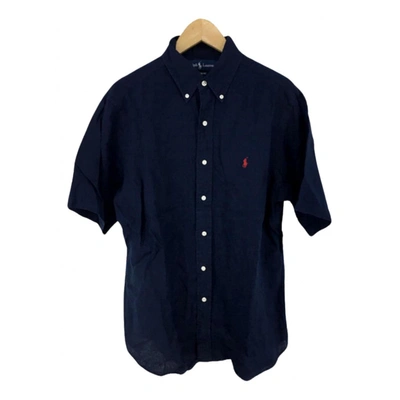 Pre-owned Ralph Lauren Linen Polo Shirt In Navy