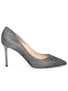 JIMMY CHOO SILVER LEATHER ROMY PUMPS