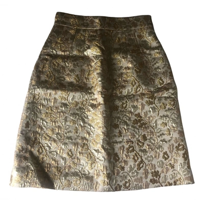 Pre-owned Dolce & Gabbana Glitter Mini Skirt In Gold