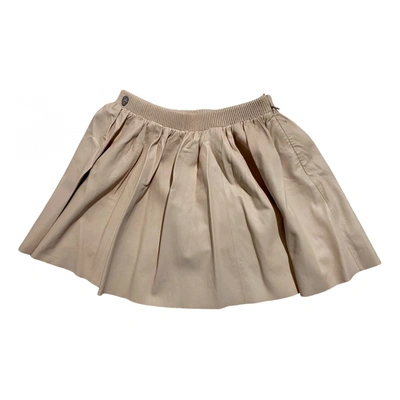 Pre-owned Philipp Plein Leather Mini Skirt In Beige