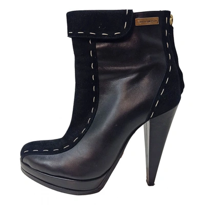 Pre-owned Frankie Morello Leather Ankle Boots In Black