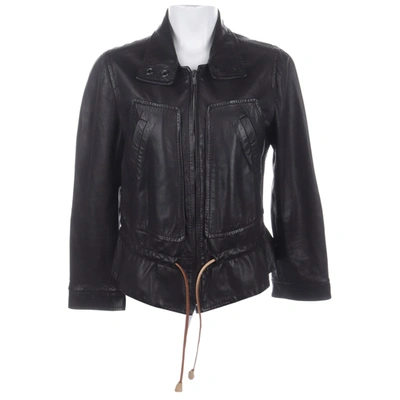 Pre-owned Armani Collezioni Leather Biker Jacket In Brown
