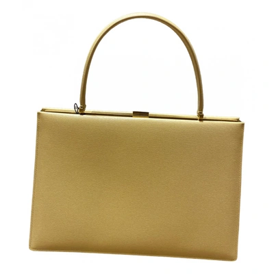 Pre-owned Celine Clasp Leather Handbag In Yellow