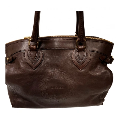Pre-owned Roberto Cavalli Leather Handbag In Brown