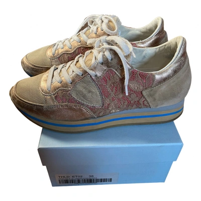 Pre-owned Philippe Model Leather Trainers In Gold