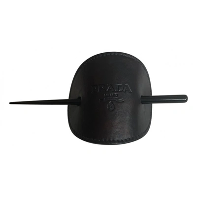 Pre-owned Prada Leather Hair Accessory In Black