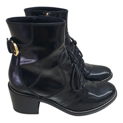 Pre-owned Louis Vuitton Leather Ankle Boots In Black