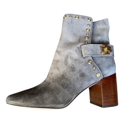 Pre-owned Tory Burch Ankle Boots In Grey