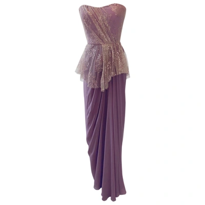 Pre-owned Badgley Mischka Lace Maxi Dress In Pink