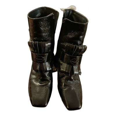 Pre-owned Markus Lupfer Patent Leather Ankle Boots In Black
