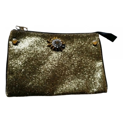 Pre-owned Lisa C Bijoux Glitter Clutch Bag In Gold