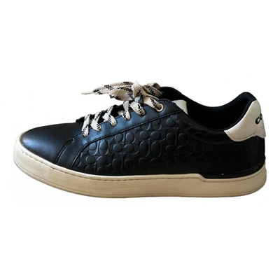 Pre-owned Coach Leather Low Trainers In Black