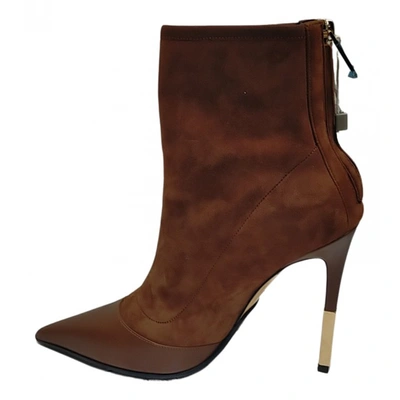 Pre-owned Balmain Ankle Boots In Camel