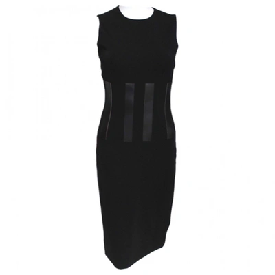 Pre-owned David Koma Leather Mid-length Dress In Black