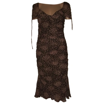 Pre-owned Moschino Silk Dress In Brown