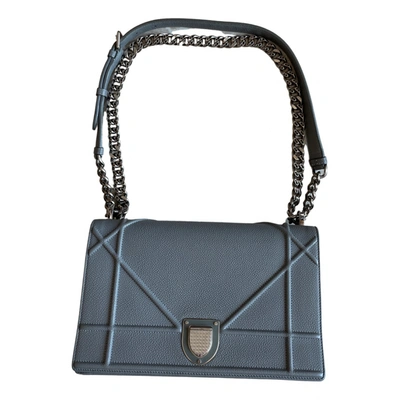 Pre-owned Dior Ama Leather Handbag In Grey