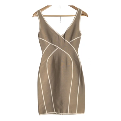 Pre-owned Herve L Leroux Mini Dress In Beige