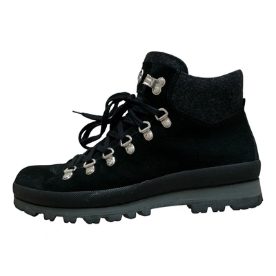 Pre-owned Bogner Leather Lace Up Boots In Black