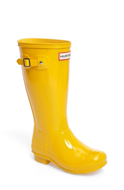 Hunter Kids' Original Gloss Waterproof Rain Boot In Yellow
